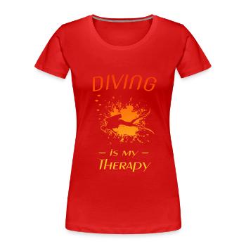 Tauchen, Diving, Taucher, Diver - Frauen Premium Bio T-Shirt - Rot - Vorne - Mia (176cm)
