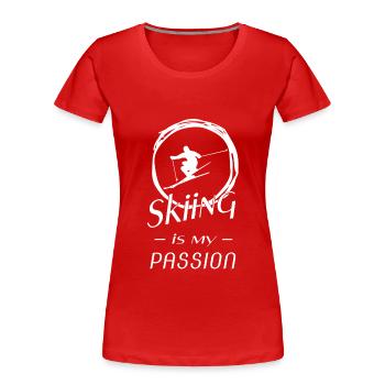 Skiing - Ski fahren - Pistensau - Skidesign - Frauen Premium Bio T-Shirt - Rot - Vorne - Mia (176cm)