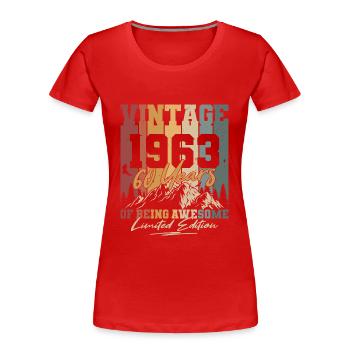 Born 1963 60 years birthday retro - Women's Premium Organic T-Shirt - red - Front - Mia (176cm)