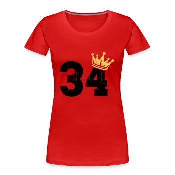 34 Crown 34e anniversaire 34 ans - T-shirt bio Premium Femme - rouge - Devant - Mia (176cm)