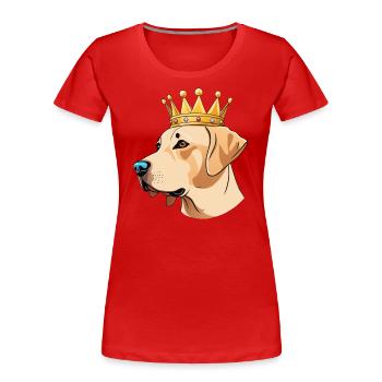 "Gekrönte Häupter" - Labrador - Frauen Premium Bio T-Shirt - Rot - Vorne - Mia (176cm)