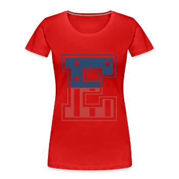 Letter E USA - Women's Premium Organic T-Shirt - red - Front - Mia (176cm)