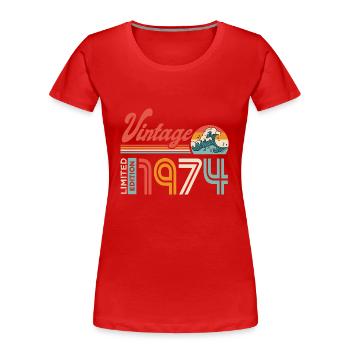 1974 Birthday Gift Born in 1974 - Women's Premium Organic T-Shirt - red - Front - Mia (176cm)