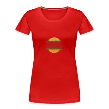 Food Coma Hamburger fast food - Women's Premium Organic T-Shirt - red - Front - Mia (176cm)