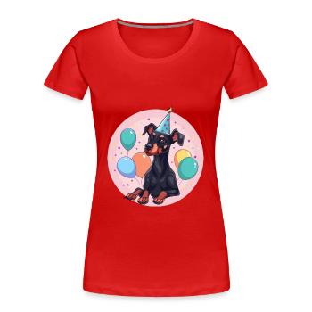 Dobermann Hund Geburtstag Baby - Frauen Premium Bio T-Shirt - Rot - Vorne - Mia (176cm)