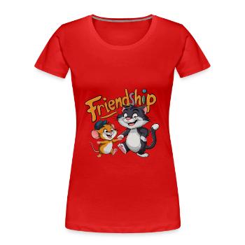 Freunde für immer Katze und Maus Freundschaft - Frauen Premium Bio T-Shirt - Rot - Vorne - Mia (176cm)