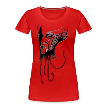 visage étrange - T-shirt bio Premium Femme - rouge - Devant - Mia (176cm)
