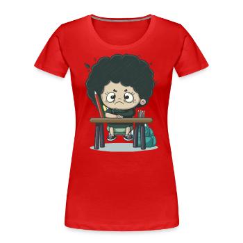 Écolier terrifié - T-shirt bio Premium Femme - rouge - Devant - Mia (176cm)