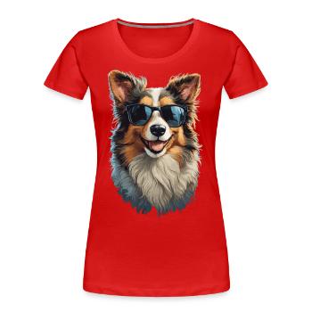 Border Collie Friend Companion Dogs Design - Women's Premium Organic T-Shirt - red - Front - Mia (176cm)