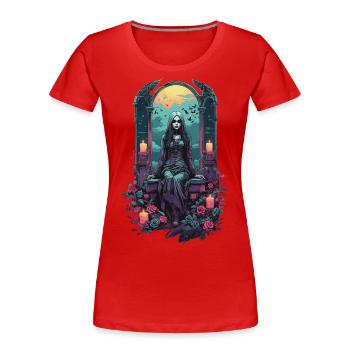 Occult Gothic Witch Magical Gloomy Halloween - Women's Premium Organic T-Shirt - red - Front - Mia (176cm)