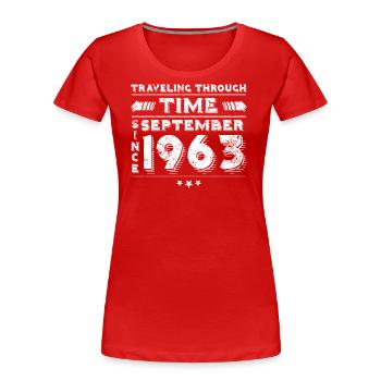 Vintage Zeitreise Geburtstags Design September 196 - Frauen Premium Bio T-Shirt - Rot - Vorne - Mia (176cm)