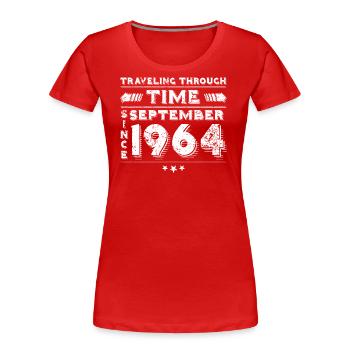 Vintage Zeitreise Geburtstags Design September 196 - Frauen Premium Bio T-Shirt - Rot - Vorne - Mia (176cm)