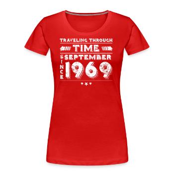 Vintage Zeitreise Geburtstags Design September 196 - Frauen Premium Bio T-Shirt - Rot - Vorne - Mia (176cm)