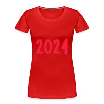 2024. JAHR. ALLES GUTE ZUM NEUEN JAHR. SILVESTER - Frauen Premium Bio T-Shirt - Rot - Vorne - Mia (176cm)