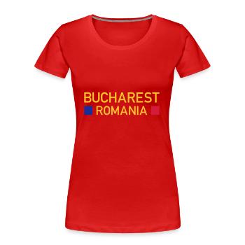 Bucarest, Roumanie (deux places) - T-shirt bio Premium Femme - rouge - Devant - Mia (176cm)