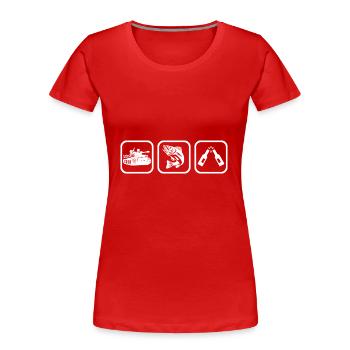 Des chars, de la pêche et de la bière ! - T-shirt bio Premium Femme - rouge - Devant - Mia (176cm)