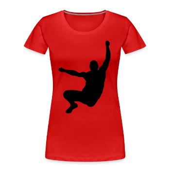 Sportler beim Weitsprung - Frauen Premium Bio T-Shirt - Rot - Vorne - Mia (176cm)