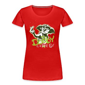 Harry Potter Dobby Ist Ein Freier Elf - Frauen Premium Bio T-Shirt - Rot - Vorne - Mia (176cm)