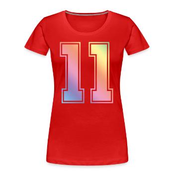 11 Zahl Bunt - Frauen Premium Bio T-Shirt - Rot - Vorne - Mia (176cm)