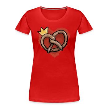 Pretzel / Crown / Heart / Folk Festival / Baker / Dirndl - Women's Premium Organic T-Shirt - red - Front - Mia (176cm)