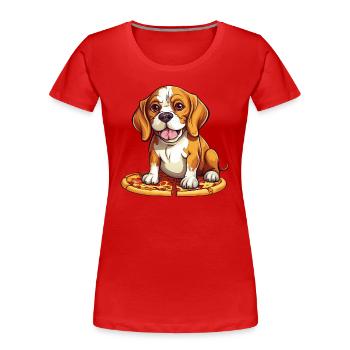 Amateurs de Beagle: Salami Pizza & Dog Owner Desi - T-shirt bio Premium Femme - rouge - Devant - Mia (176cm)