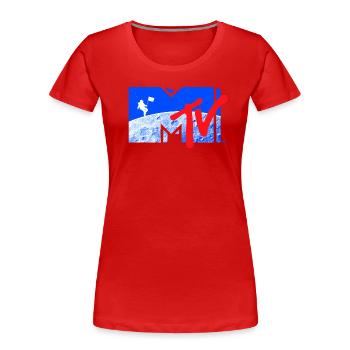 MTV Logo Cool Dessin De La Lune Avec L'Astronaute - T-shirt bio Premium Femme - rouge - Devant - Mia (176cm)