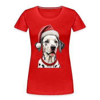 Chien dalmatien de Noël - T-shirt bio Premium Femme - rouge - Devant - Mia (176cm)
