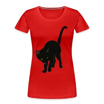 Black cat - Women's Premium Organic T-Shirt - red - Front - Mia (176cm)