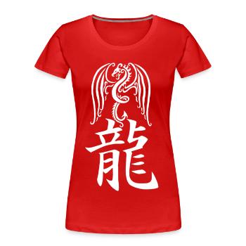 Japanese white dragon - Women's Premium Organic T-Shirt - red - Front - Mia (176cm)