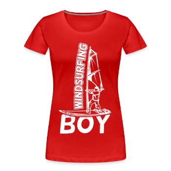 Lustiger Windsurfer Junge - Frauen Premium Bio T-Shirt - Rot - Vorne - Mia (176cm)