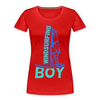 Windsurfer Boy - Women's Premium Organic T-Shirt - red - Front - Mia (176cm)