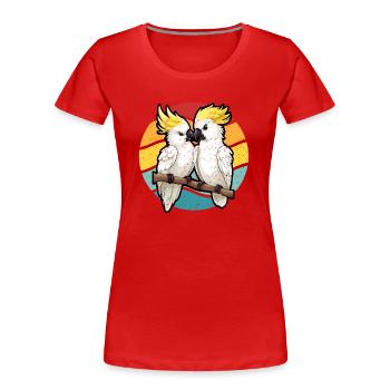 Cacatoès dans le style rétro coucher du soleil - T-shirt bio Premium Femme - rouge - Devant - Mia (176cm)