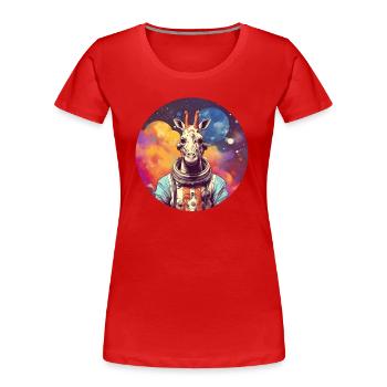 Girafe cosmique - T-shirt bio Premium Femme - rouge - Devant - Mia (176cm)