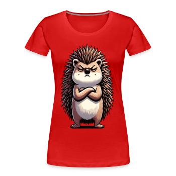Hérisson Hérisson Amoureux des hérissons Propriétaire de hérisson Gardien de hérissons Stinger - T-shirt bio Premium Femme - rouge - Devant - Mia (176cm)