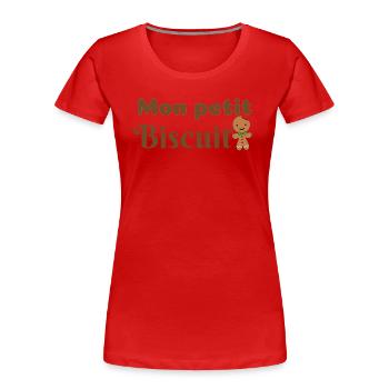 Mon petit biscuit /Bonhomme biscuit de Noël - T-shirt bio Premium Femme - rouge - Devant - Mia (176cm)