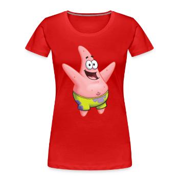 Bob l'Éponge Design de Patrick Étoile - T-shirt bio Premium Femme - rouge - Devant - Mia (176cm)