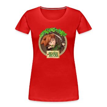 Robin Hood Schlitzohr Von Sherwood Portrait - Frauen Premium Bio T-Shirt - Rot - Vorne - Mia (176cm)