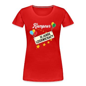 Klempner 10 jähriges Jubiläum Klempnerei 10 Jahre - Frauen Premium Bio T-Shirt - Rot - Vorne - Mia (176cm)