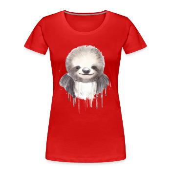 Sloth Watercolor Illustration Art - Women's Premium Organic T-Shirt - red - Front - Mia (176cm)