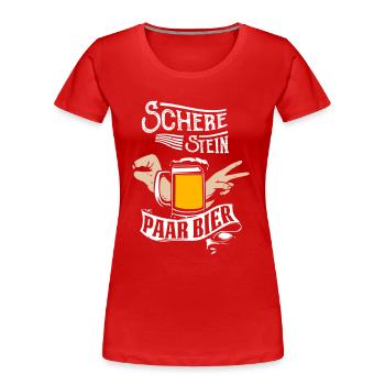 Bier Beerpong Saufen Bierkrug Trinkspiel - Frauen Premium Bio T-Shirt - Rot - Vorne - Mia (176cm)