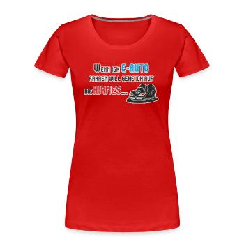 E-Auto, Autoscooter, Kirmes - Frauen Premium Bio T-Shirt - Rot - Vorne - Mia (176cm)