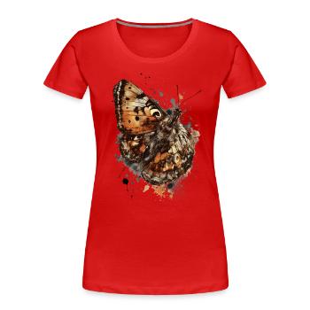 Schmetterling Tinte und Aquarell - Frauen Premium Bio T-Shirt - Rot - Vorne - Mia (176cm)