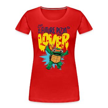 TMNT Mutant Mayhem Future Pizza Lover Mit Mikey - Frauen Premium Bio T-Shirt - Rot - Vorne - Mia (176cm)