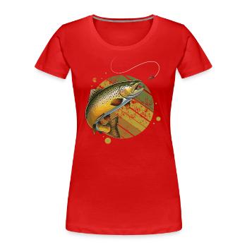 Brown trout fishing Fishing Fly fishing - Women's Premium Organic T-Shirt - red - Front - Mia (176cm)