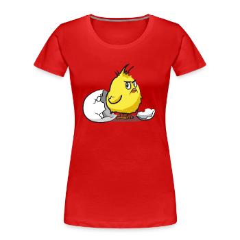 drôle de méchant poussin coquille d’œuf bip d’oiseau - T-shirt bio Premium Femme - rouge - Devant - Mia (176cm)