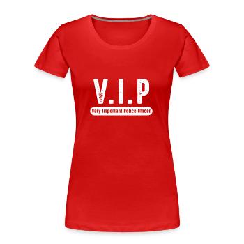 cadeau VIP policier agent de police - T-shirt bio Premium Femme - rouge - Devant - Mia (176cm)