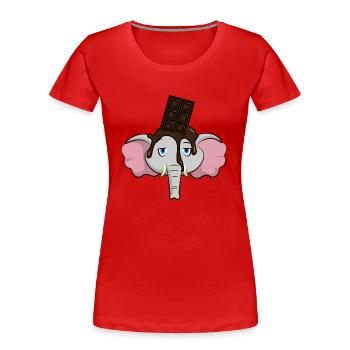 Éléphant drôle avec du chocolat sur la tête - T-shirt bio Premium Femme - rouge - Devant - Mia (176cm)
