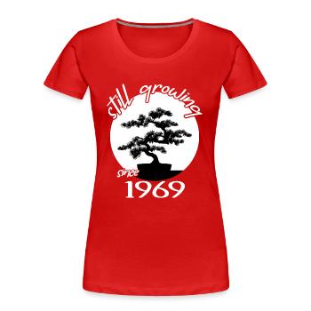 1969 geburtstag bonsai-baum "still growing"nebari - Frauen Premium Bio T-Shirt - Rot - Vorne - Mia (176cm)