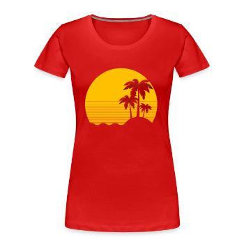 Sunset in Yellow - Women's Premium Organic T-Shirt - red - Front - Mia (176cm)