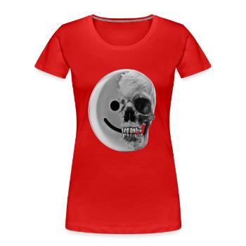 smiley-Kohle - Frauen Premium Bio T-Shirt - Rot - Vorne - Mia (176cm)